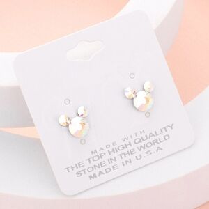 Abalone Mouse Rhinestone Crystal Stud Earrings Statement Jewelry Ab